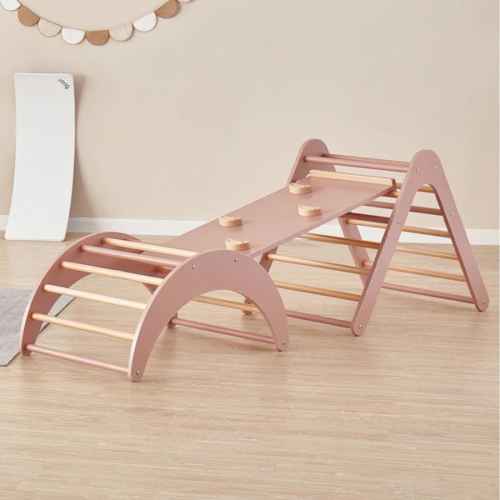 Boori Tidy Kids Climbing Triangle & Ramp 2 Piece Set, Cherry and Almond