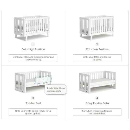 Boori Turin Kids Cot, Barley White