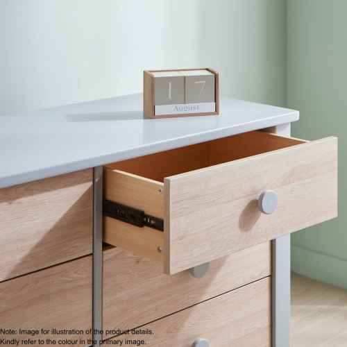 Boori Universal Kids 6 Drawer Chest V23, Soft White and Light Oak