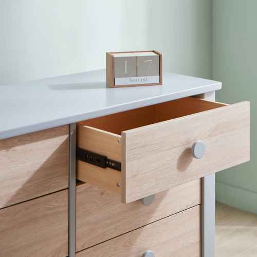 Boori Universal Kids 6 Drawer Chest V23, Pebble and Oak