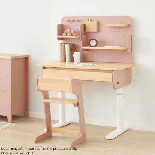 Boori Ergonomic Kids Desk (110cm) With Pegboard Hutch Package, Cherry and Beech