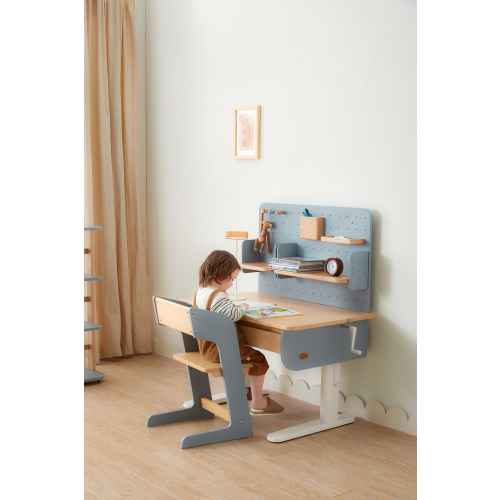 Boori Ergonomic Kids Desk (110cm) With Pegboard Hutch Package, Blueberry and Beech