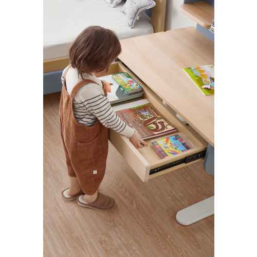 Boori Ergonomic Kids Desk (110cm) With Pegboard Hutch Package, Blueberry and Beech