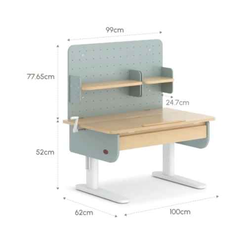 Boori Ergonomic Kids Desk (110cm) With Pegboard Hutch Package, Blueberry and Beech