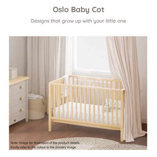 Boori Oslo Kids Baby Cot, Barley White