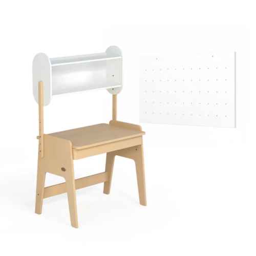 Boori Euler Kids Desk With Pegboard And Hutch Package, Barley and Beech