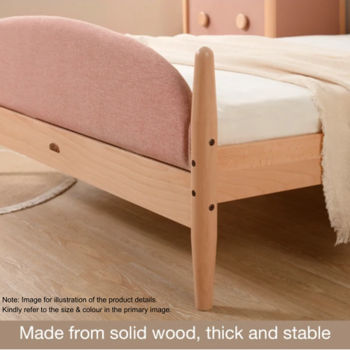 Boori Yarra Kids King Single Bed with Fabric Covers, Pebble and Beech