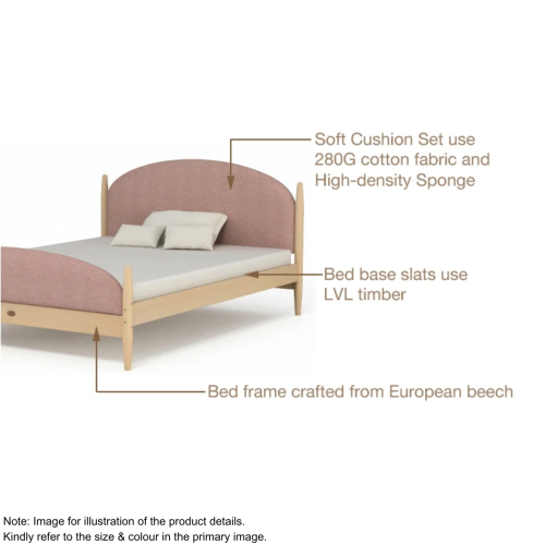 Boori Yarra Kids King Single Bed with Fabric Covers, Pebble and Beech