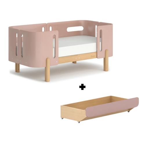 Boori Nova Evolve Kids Bedside Bed with Drawer, Cherry and Beech