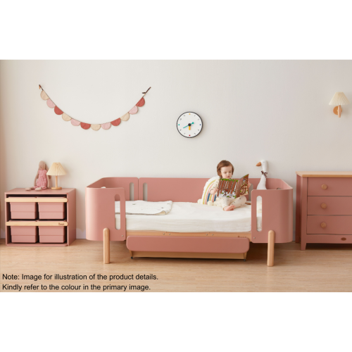 Boori Nova Evolve Kids Bedside Bed with Drawer, Blueberry and Beech