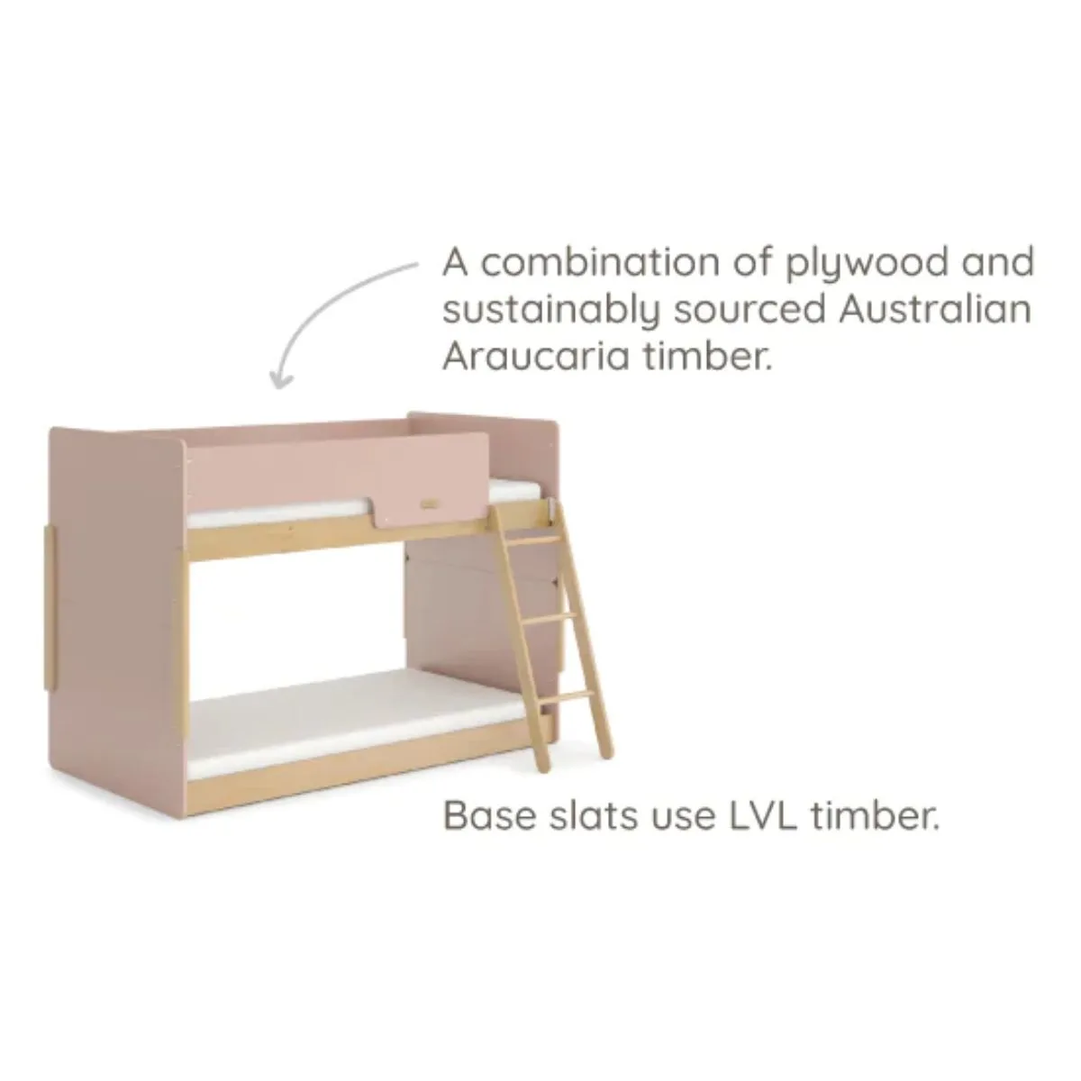 Boori Neat Kid Single Bunk Bed, Blueberry and Almond