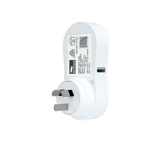 Brilliant IRELAND Smart WiFi Plug with USB Charger, White