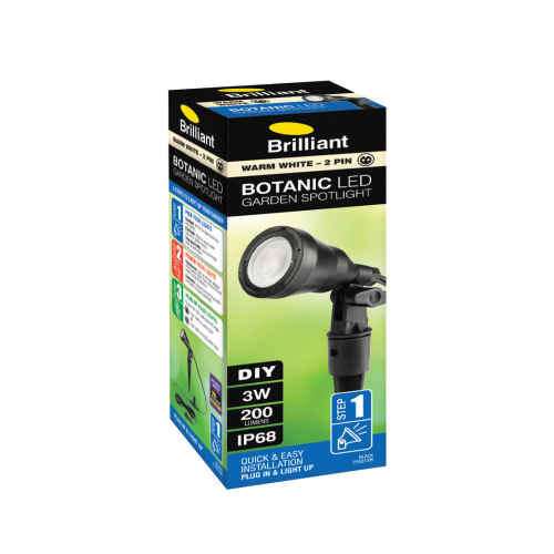 Brilliant BOTANIC 3W WW IP68 LED Garden Spotlight 3000K, Black