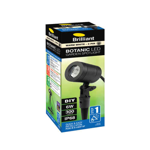 Brilliant BOTANIC 6W WW IP68 LED Garden Spotlight 3000K, Black