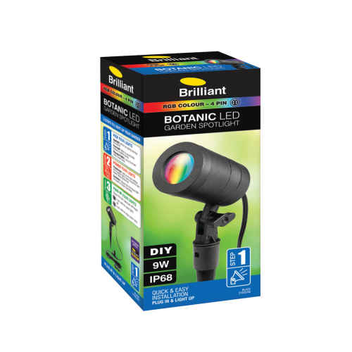 Brilliant BOTANIC 9W RGB IP68 LED Garden Spotlight RGB, Black