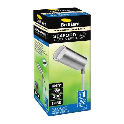 Brilliant SEAFORD 5W 3000K MR16 LED Garden Spotlight, Chrome