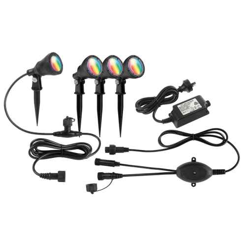 Brilliant BOTANIC Smart WiFi RGB Garden Light Kit, Black