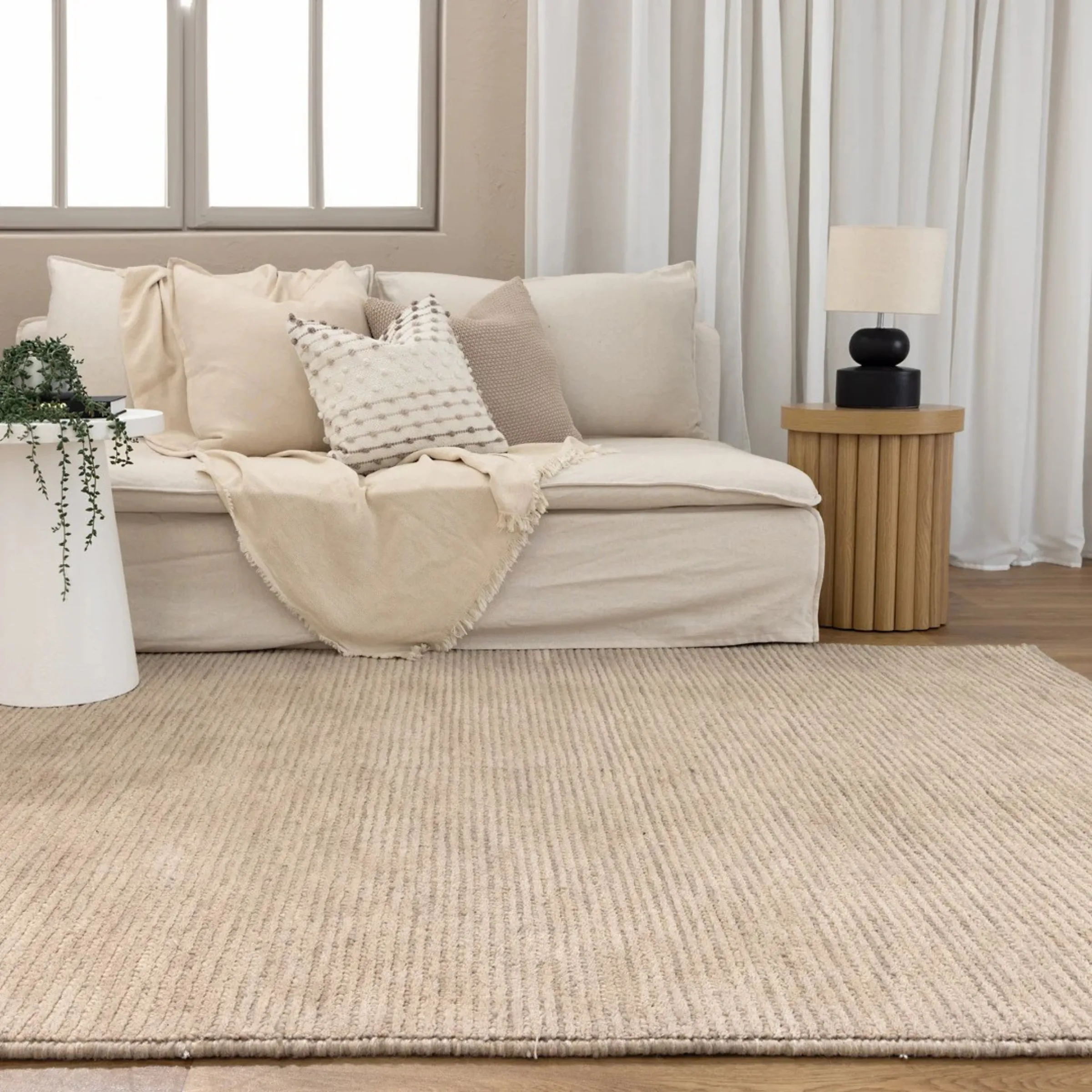 DreamWeaver Pure Scandinavian Wool Rug, Beige, 80x300cm