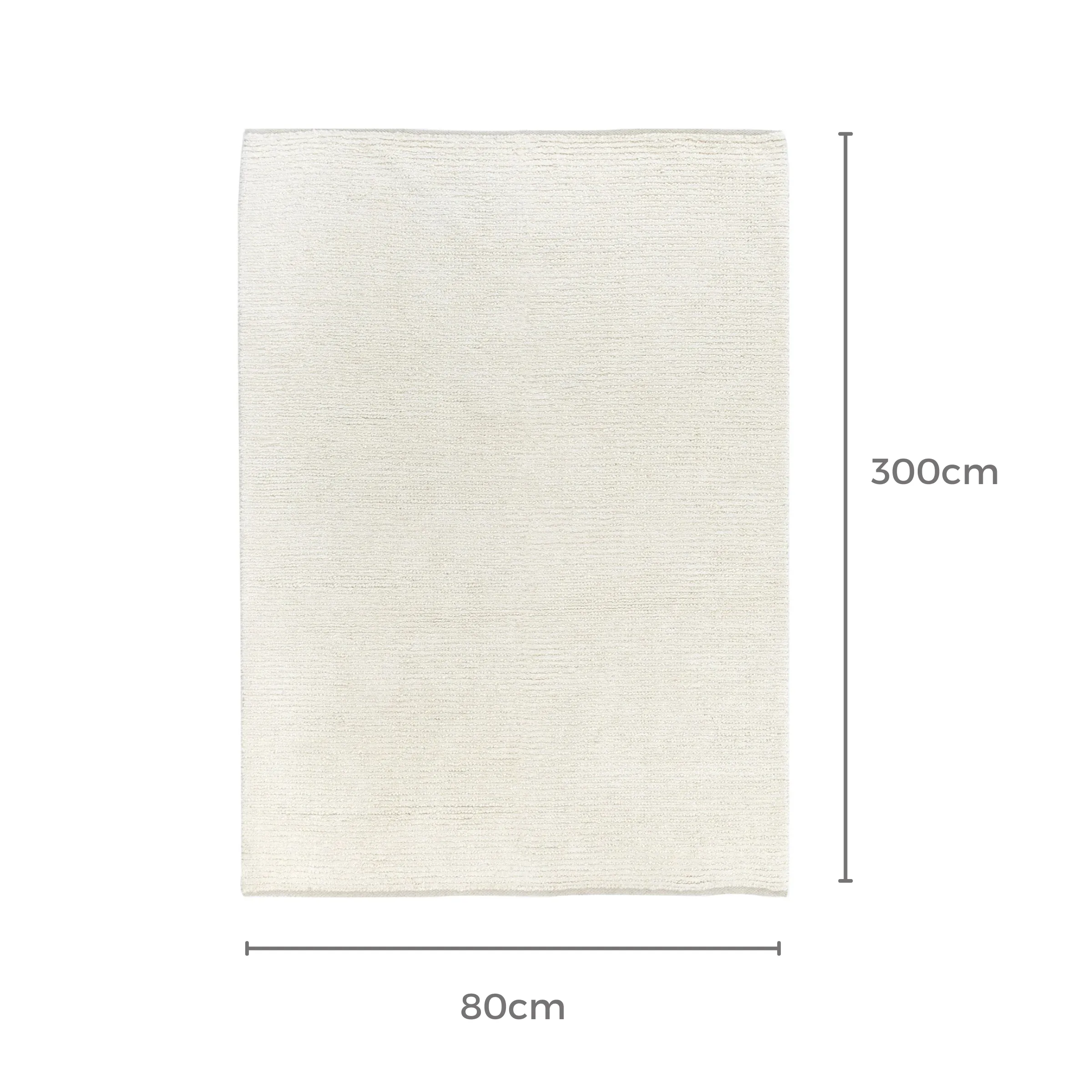 DreamWeaver Pure Scandinavian Wool Rug, Ivory, 80x300cm