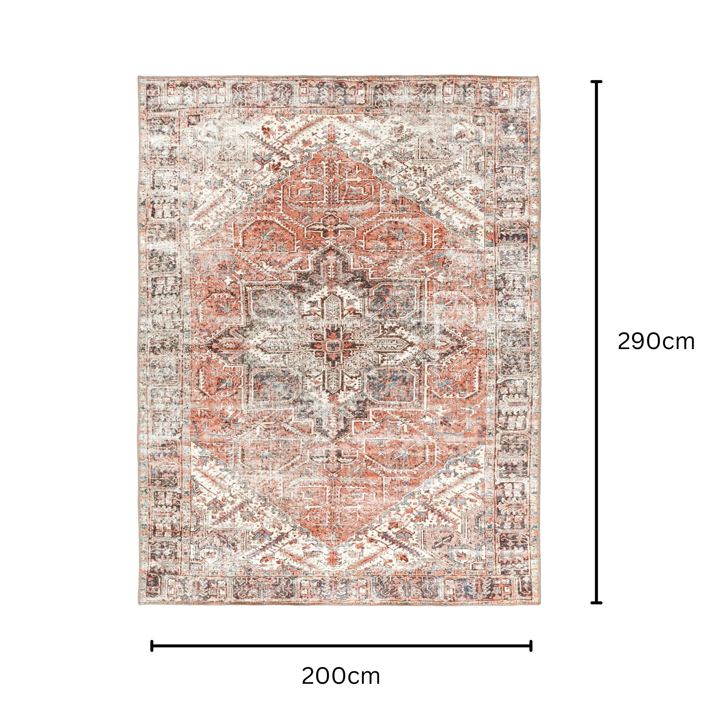 DreamWeaver Homestead Machine Washable Rug, Jezebel Red, 200x290cm