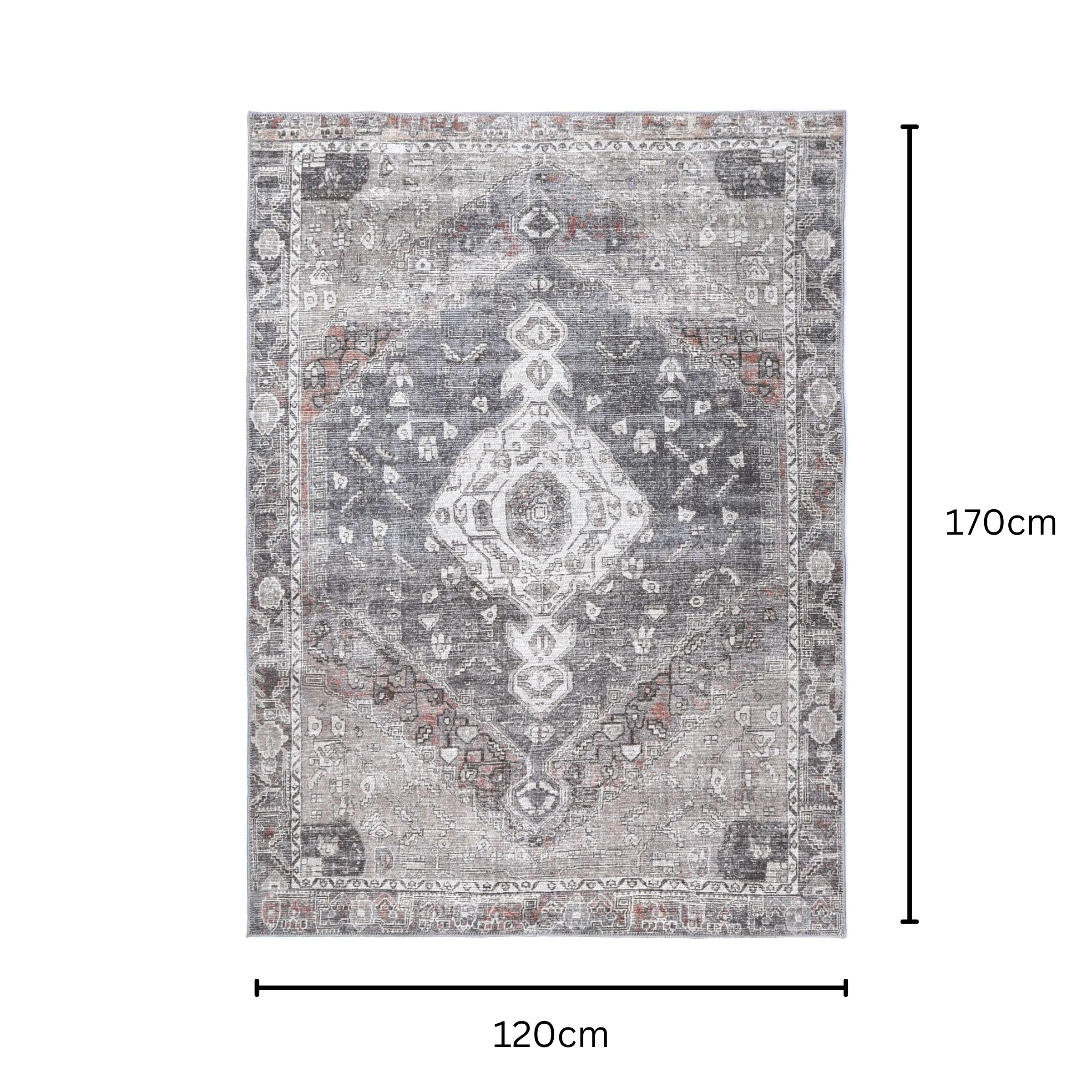 DreamWeaver Homestead Machine Washable Rug, Jule Grey, 160x230cm