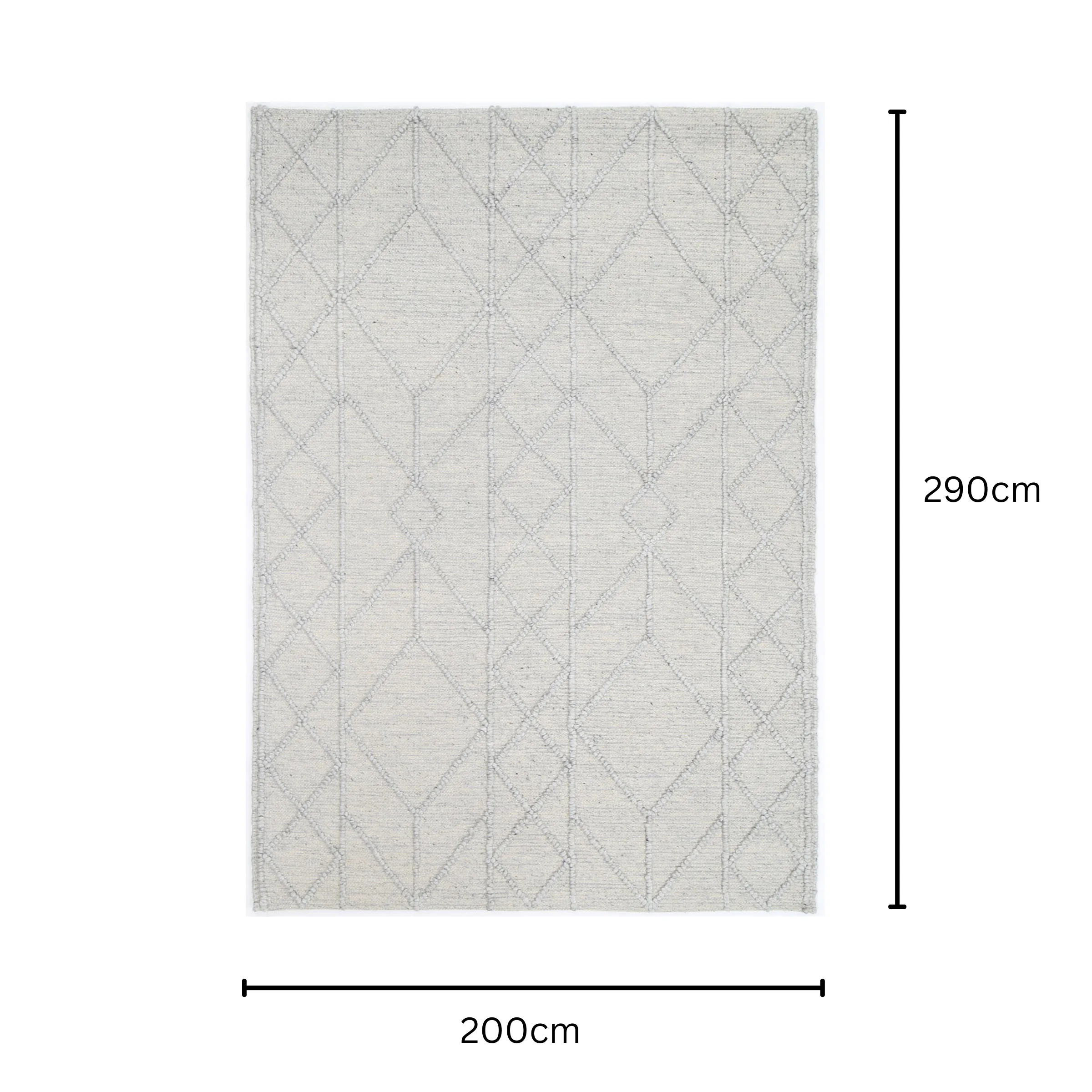 DreamWeaver Wave Scandinavian Rug, Tribal Grey, 200x290cm