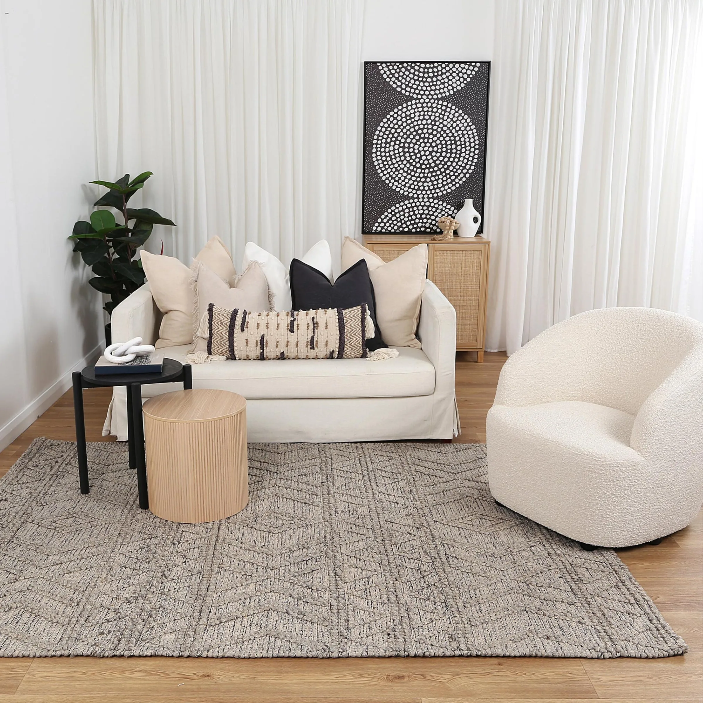 DreamWeaver Wave Scandinavian Rug, Lattice Ash, 300x400cm