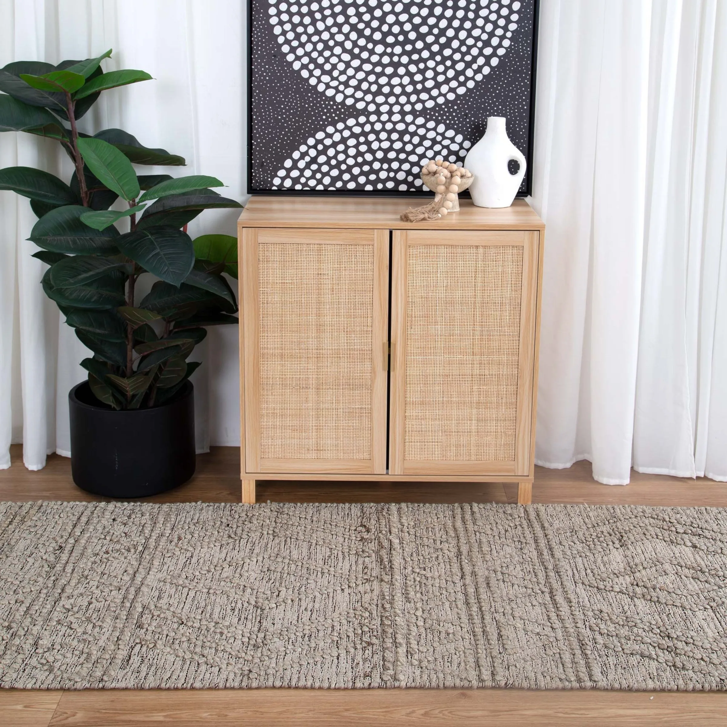 DreamWeaver Wave Scandinavian Rug, Lattice Ash, 300x400cm