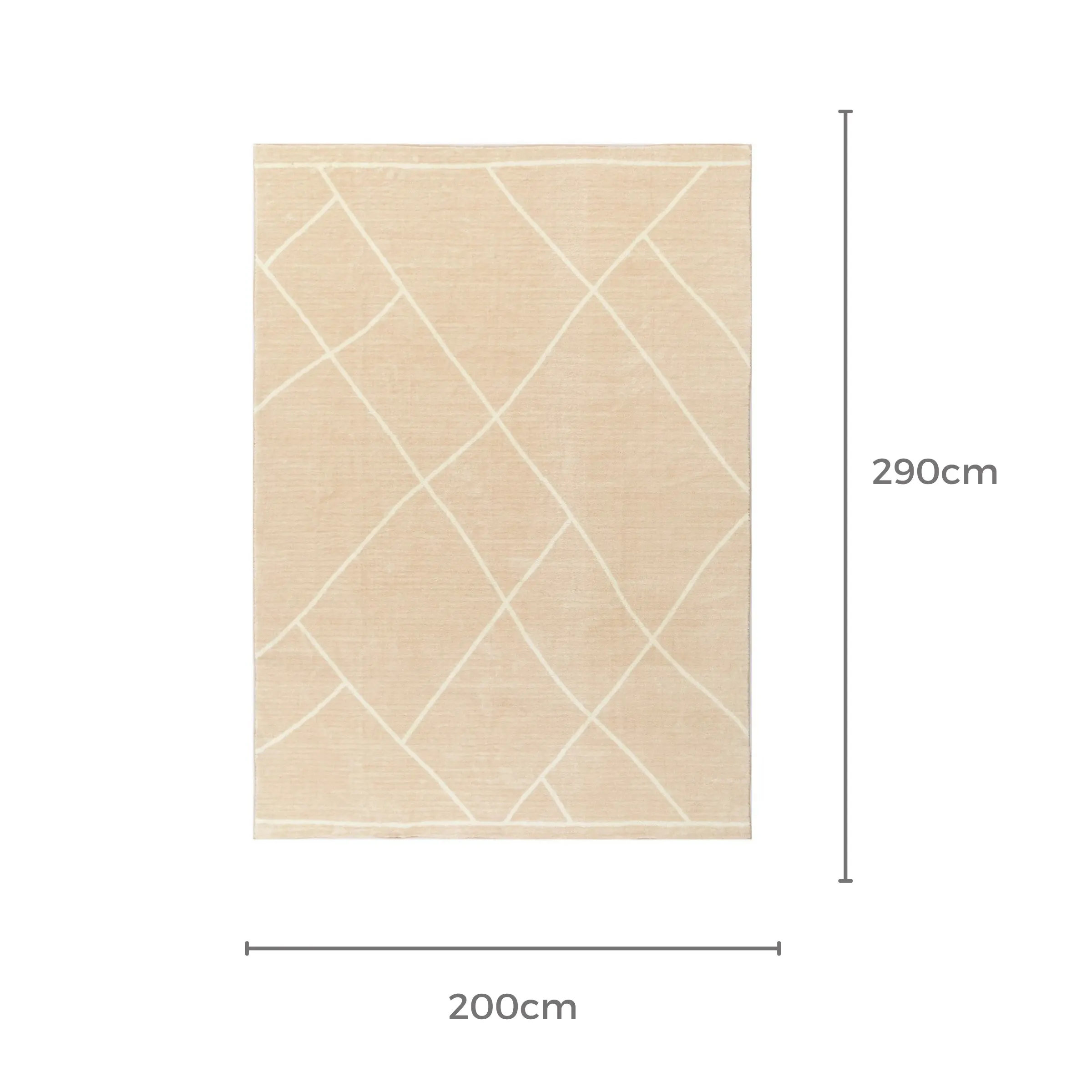 DreamWeaver Oasis Machine Washable Rug, Diamonds Beige, 200x290cm