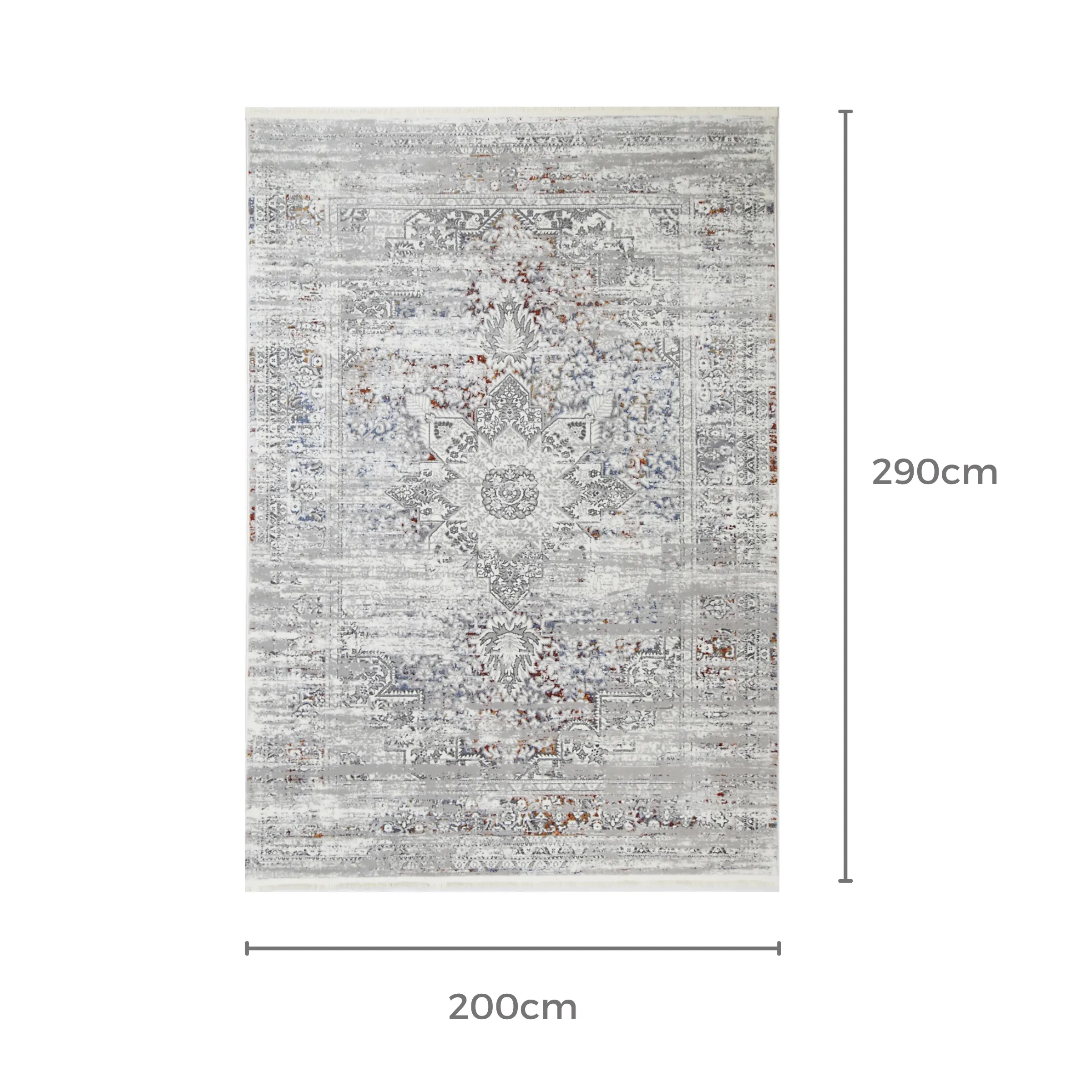DreamWeaver Odyssey Vintage Rug, Grey Multi, 200x290cm