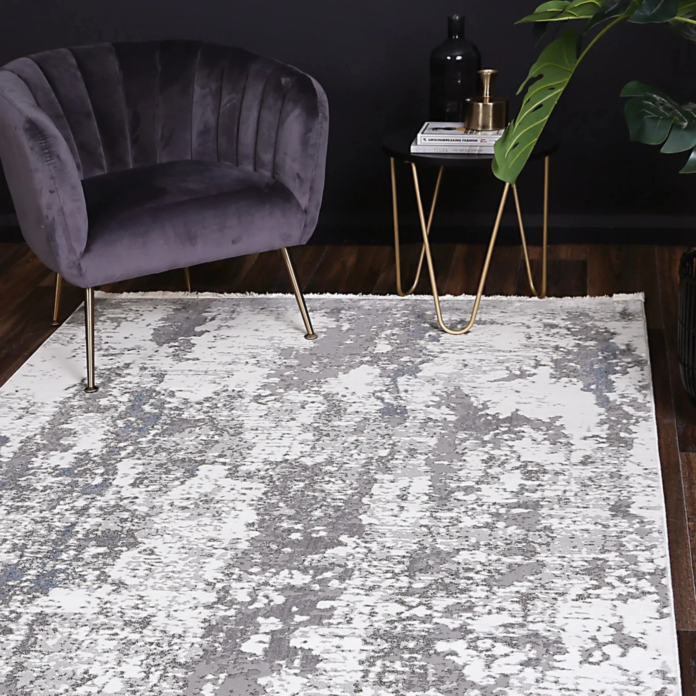 DreamWeaver Aura Modern Rug, Grey Blue, 200x290cm