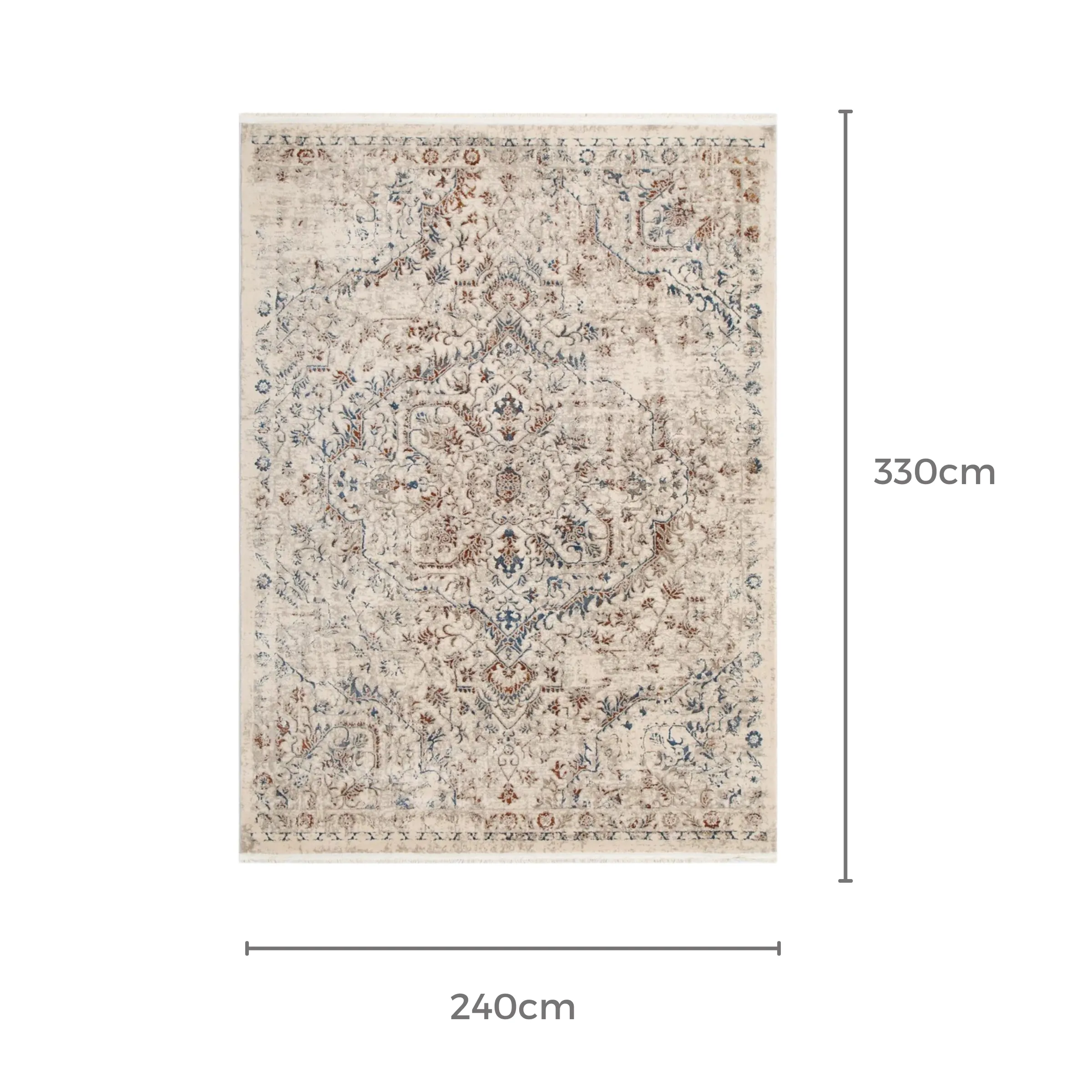 DreamWeaver Odyssey Vintage Rug, Beige Muti, 240x330cm