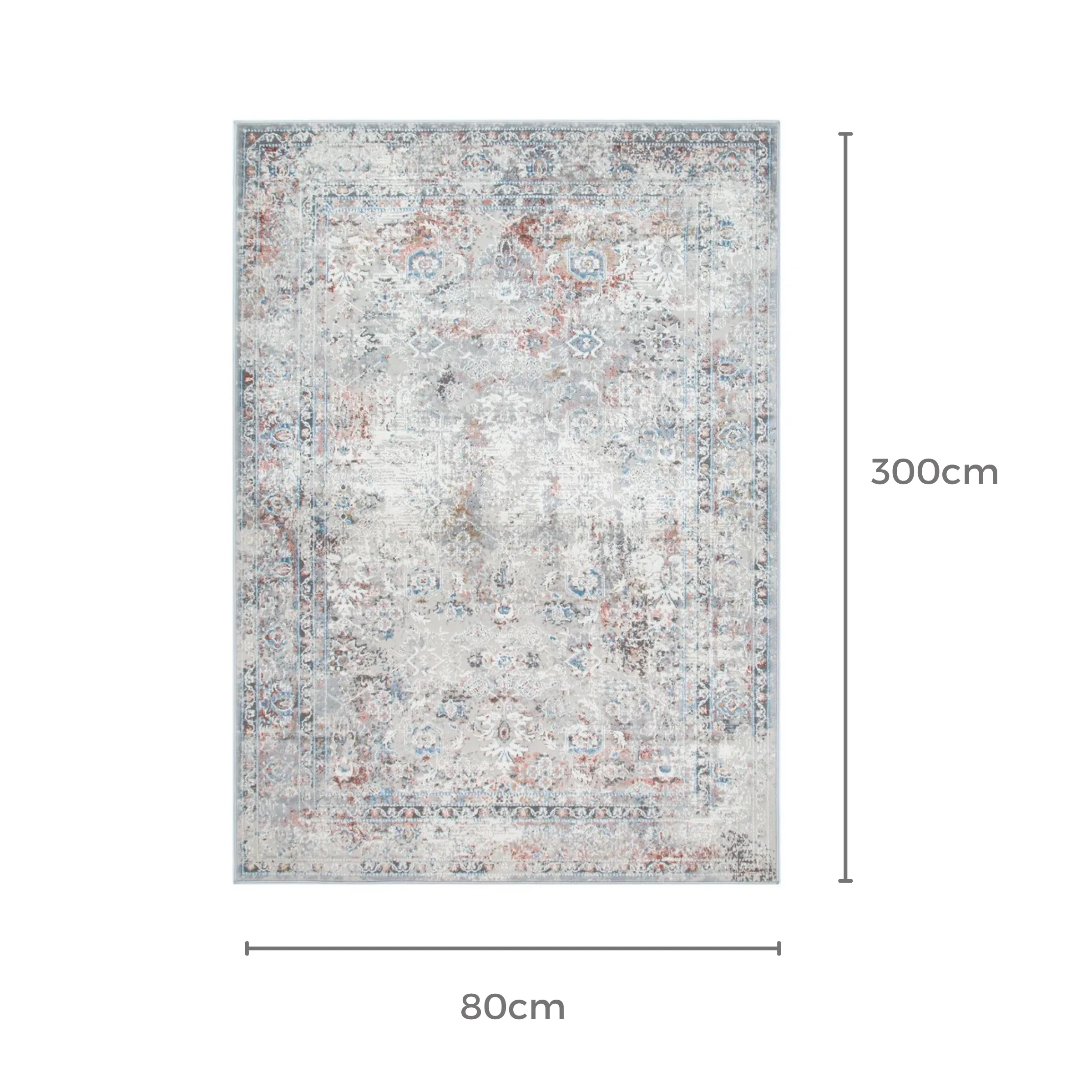DreamWeaver Zenith Contemporary Rug, Persian Grey, 80x300cm