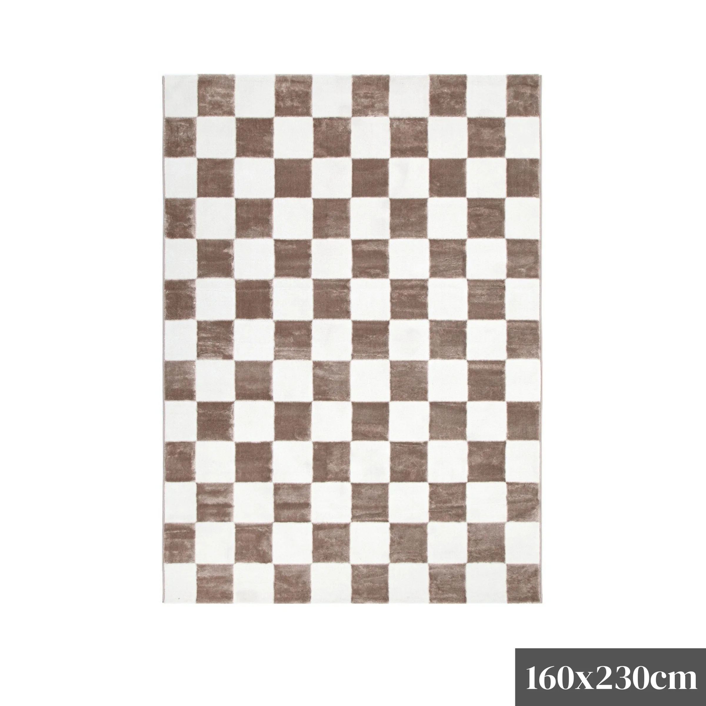 DreamWeaver Jade Checkered Rug, Cream Brown, 160x230cm