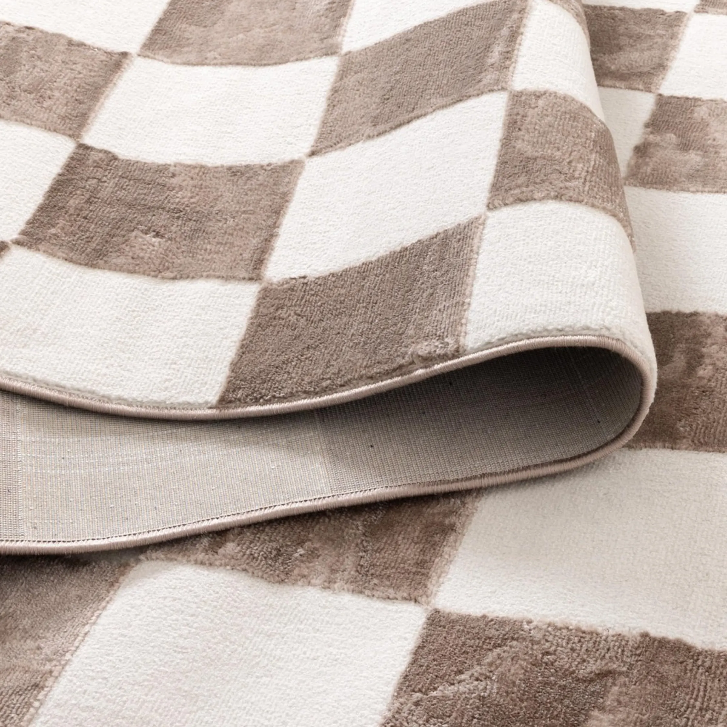 DreamWeaver Jade Checkered Rug, Cream Brown, 160x230cm