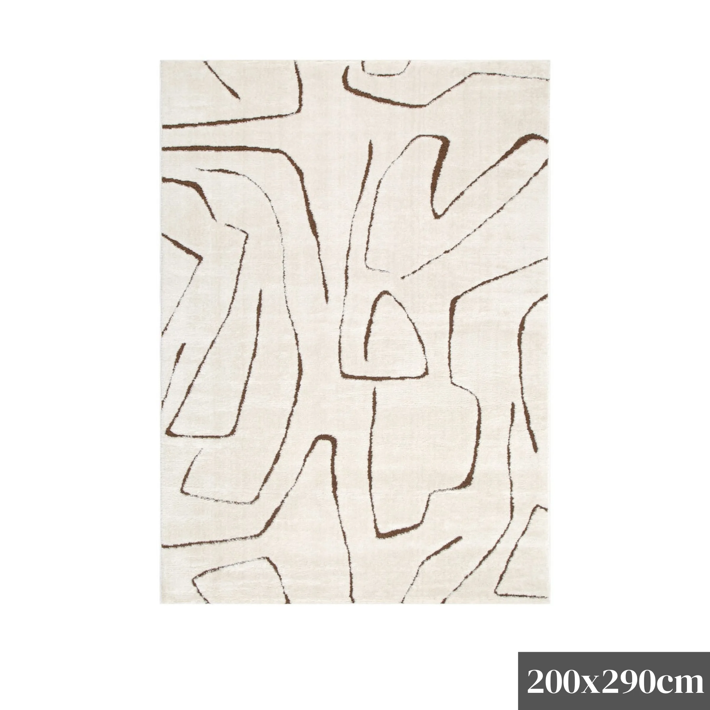 DreamWeaver Mila Modern Lines Rug, Cream & Brown, 200x290cm