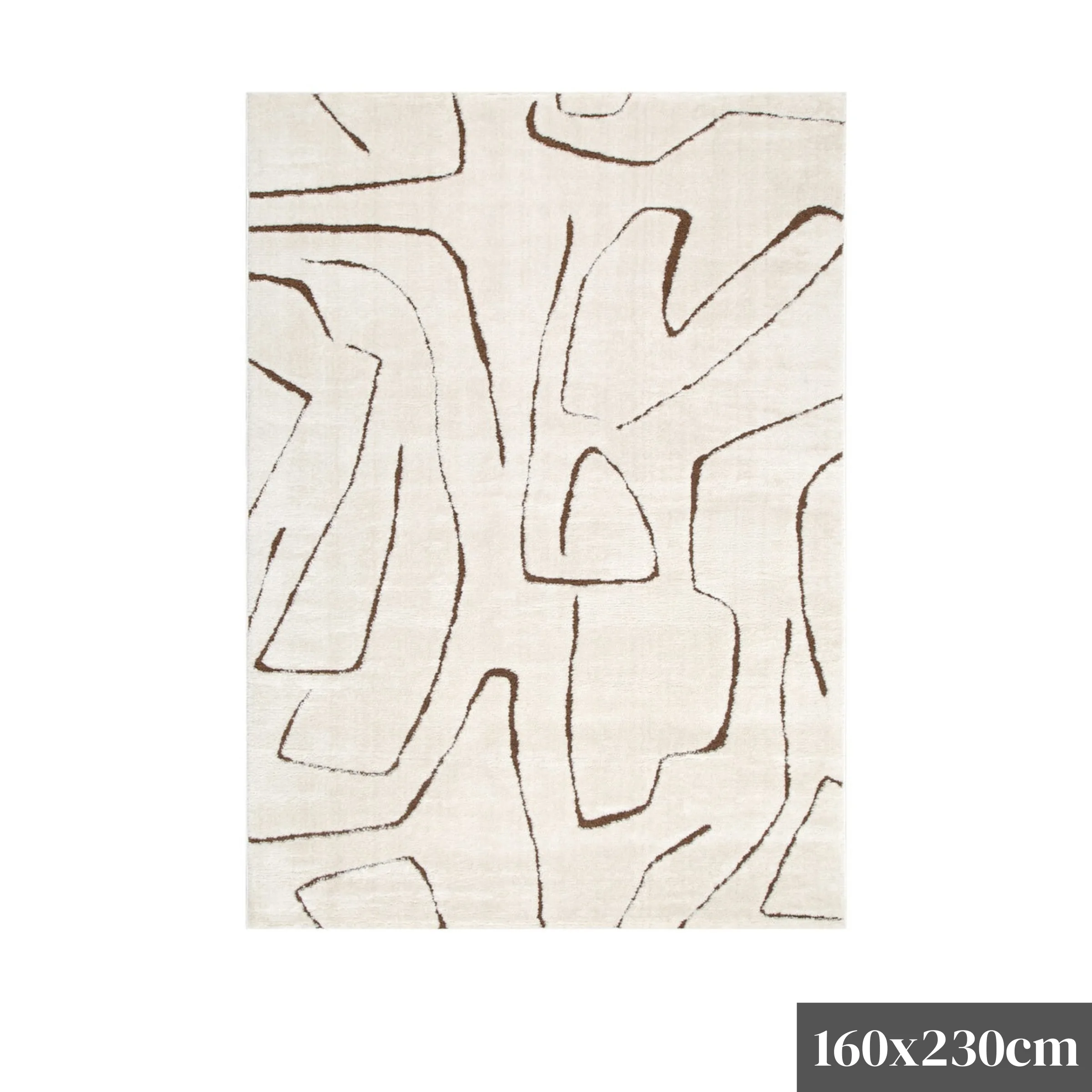 DreamWeaver Mila Modern Lines Rug, Cream & Brown, 160x230cm