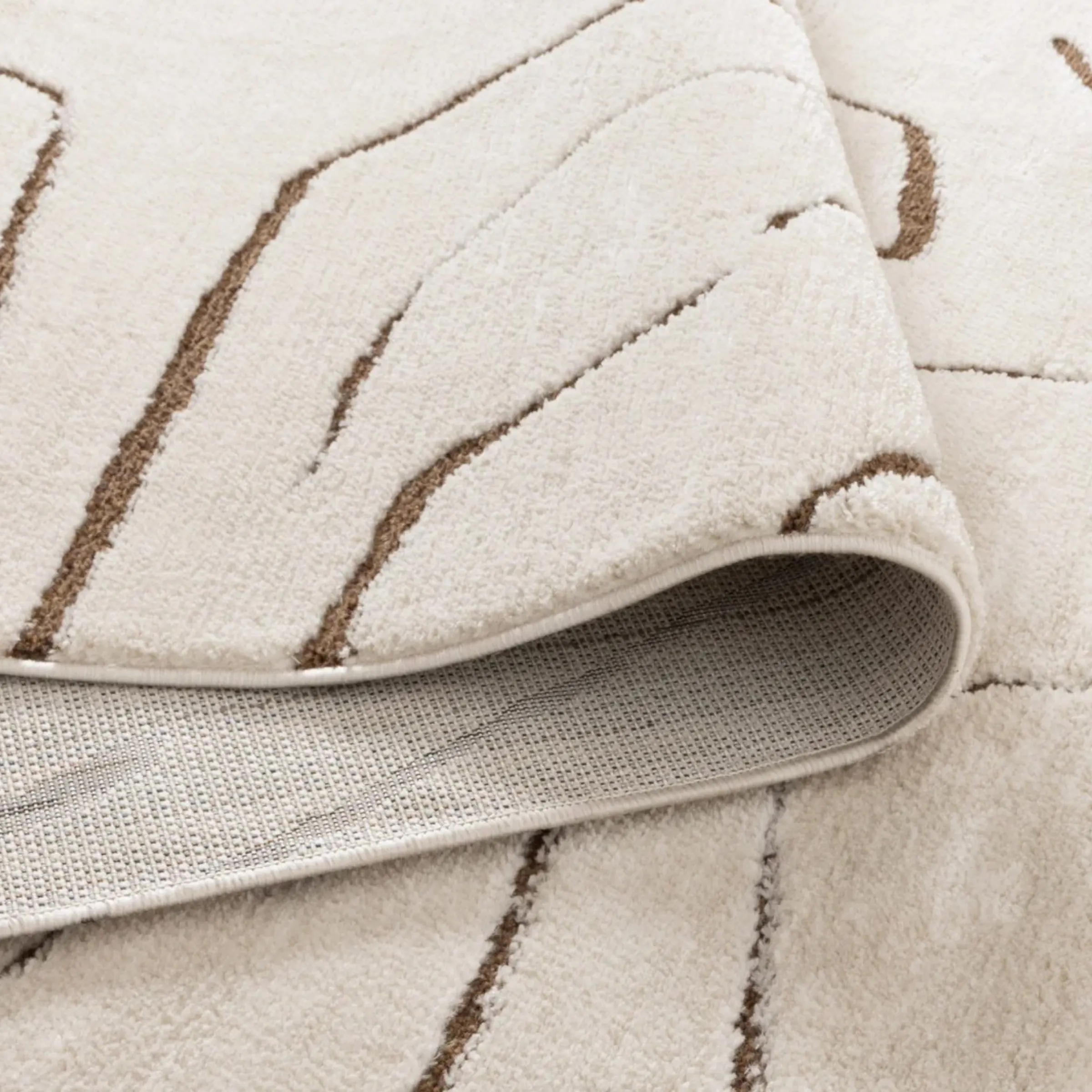DreamWeaver Mila Modern Lines Rug, Cream & Brown, 160x230cm
