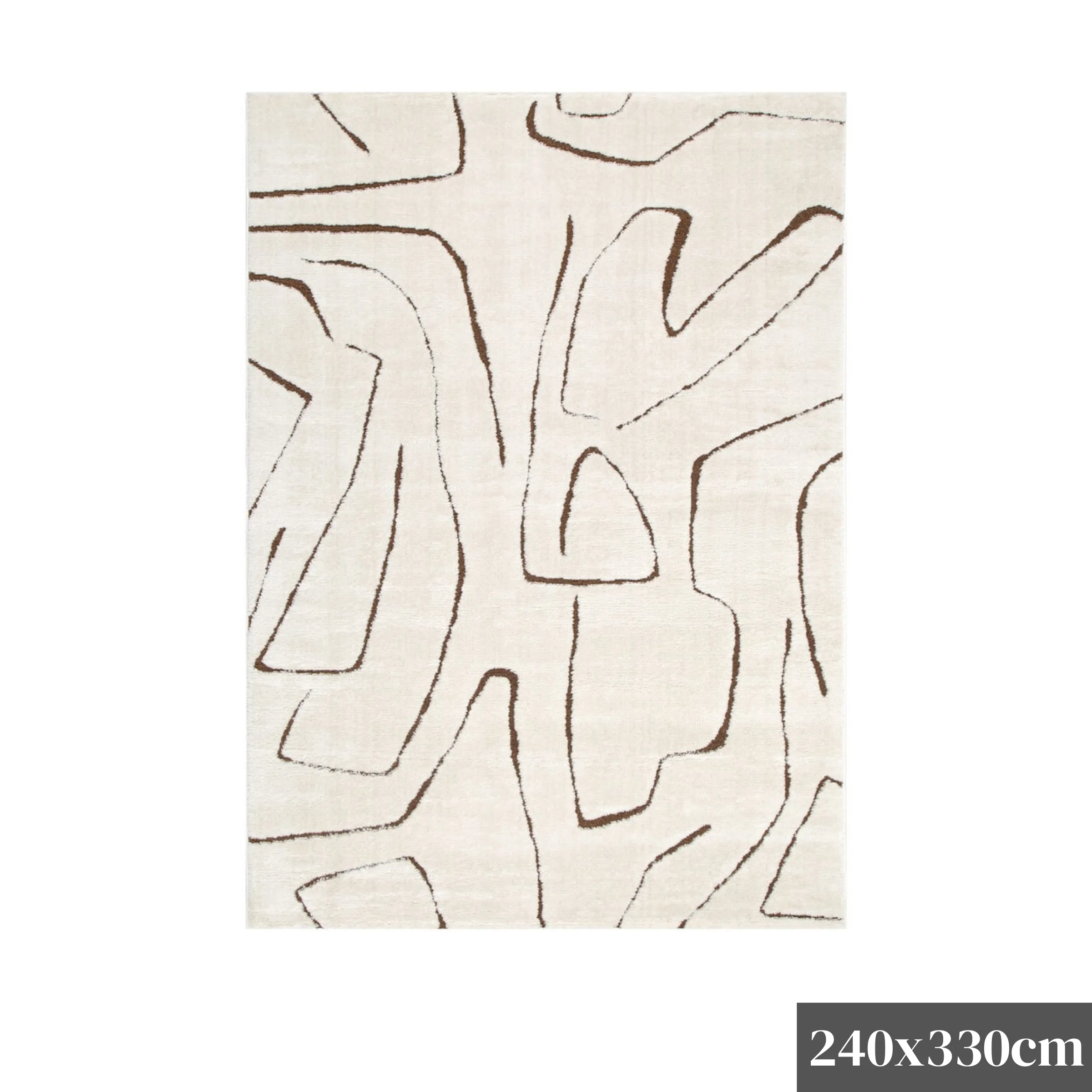 DreamWeaver Mila Modern Lines Rug, Cream & Brown, 240x330cm
