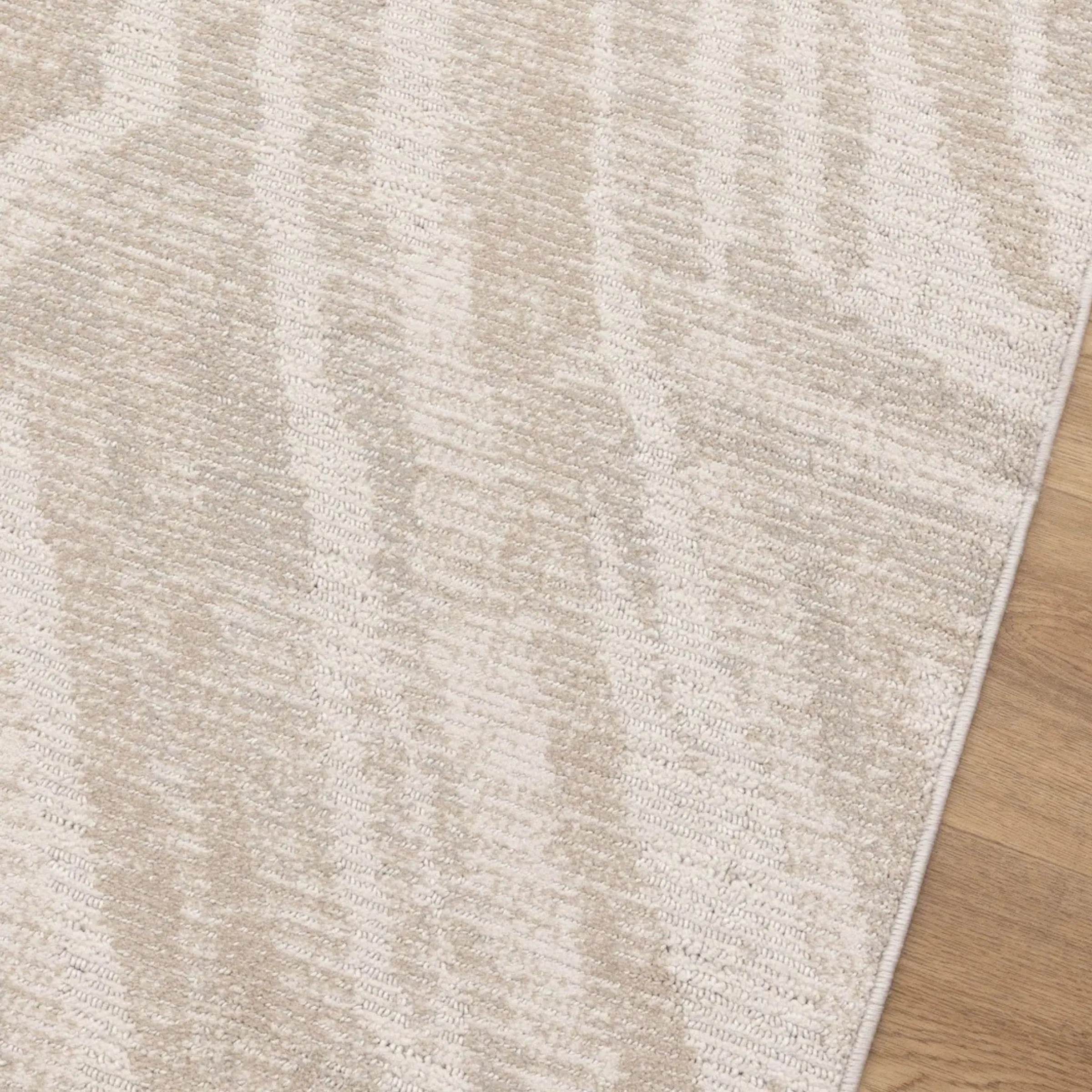 DreamWeaver Toscana Geo Lines Rug, Beige Cream, 200x290cm