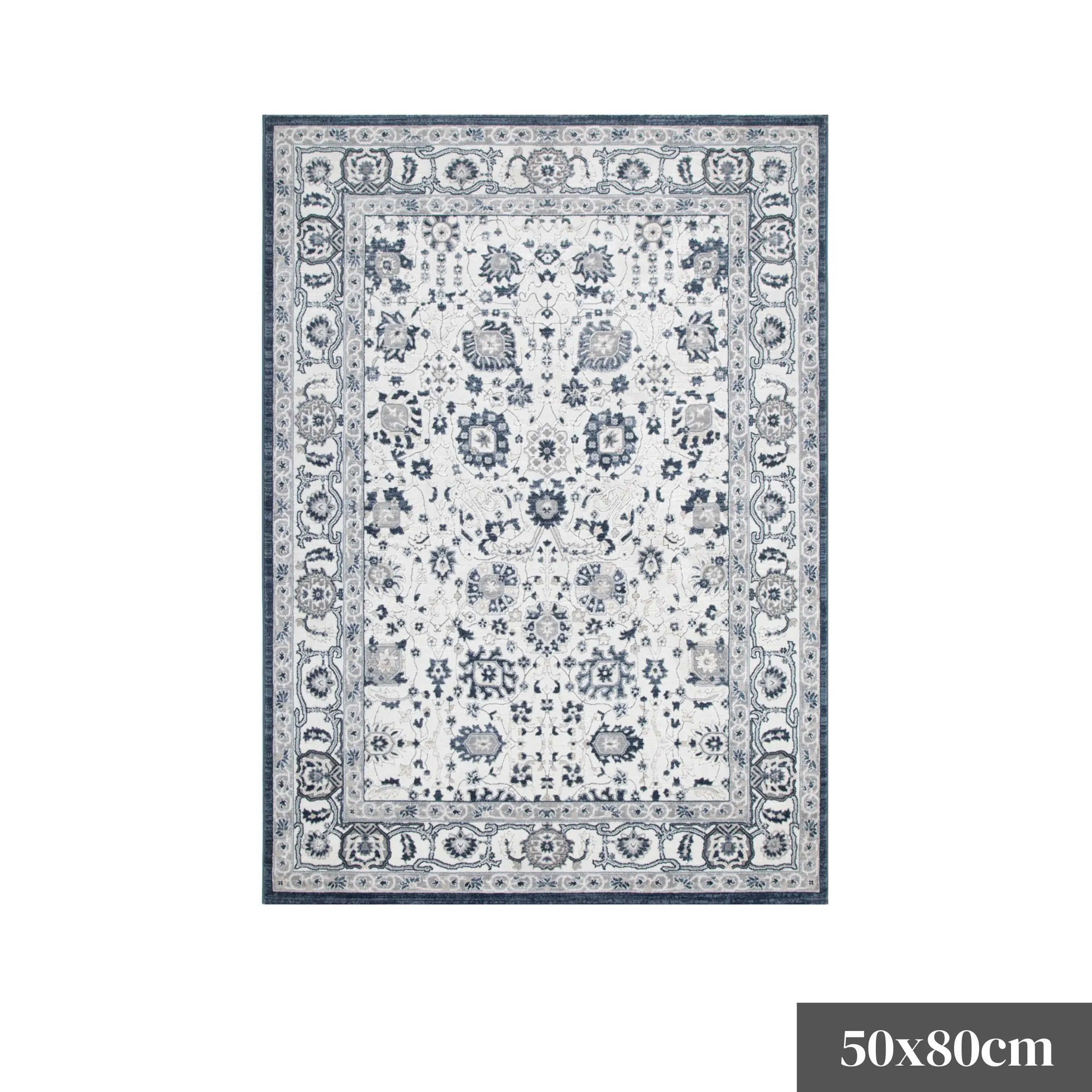 DreamWeaver Maya Floral Traditional Rug, Blue, 50x80cm