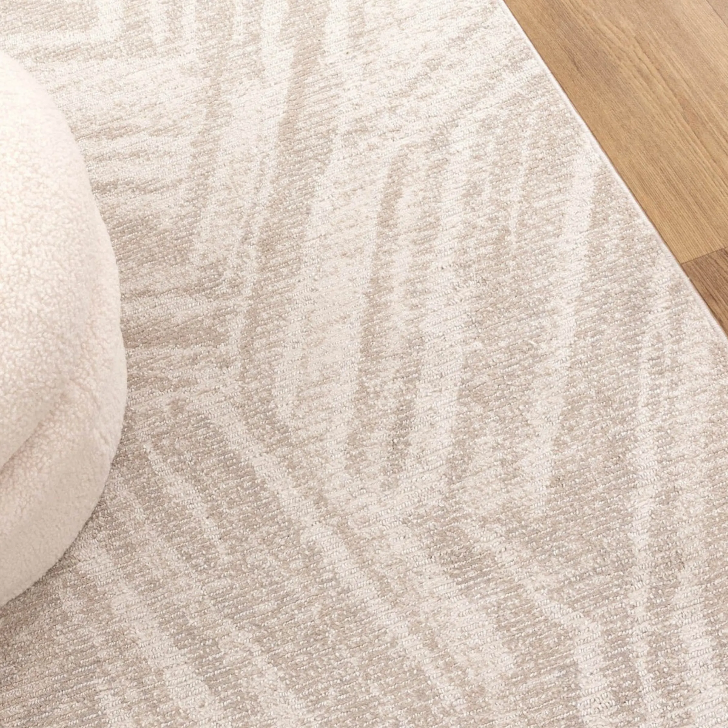 DreamWeaver Toscana Geo Lines Rug, Beige Cream, 160x230cm