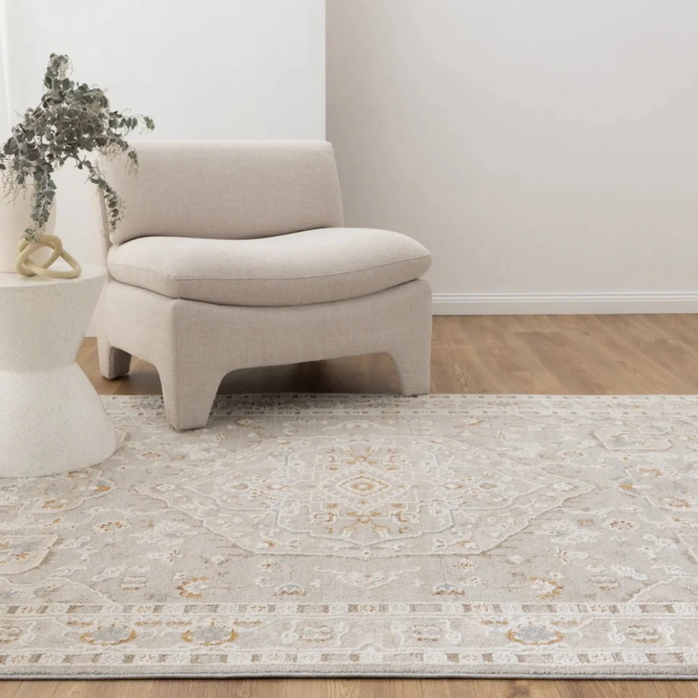 DreamWeaver Trend Medallion Transitional Rug, Beige Multi, 240x330cm