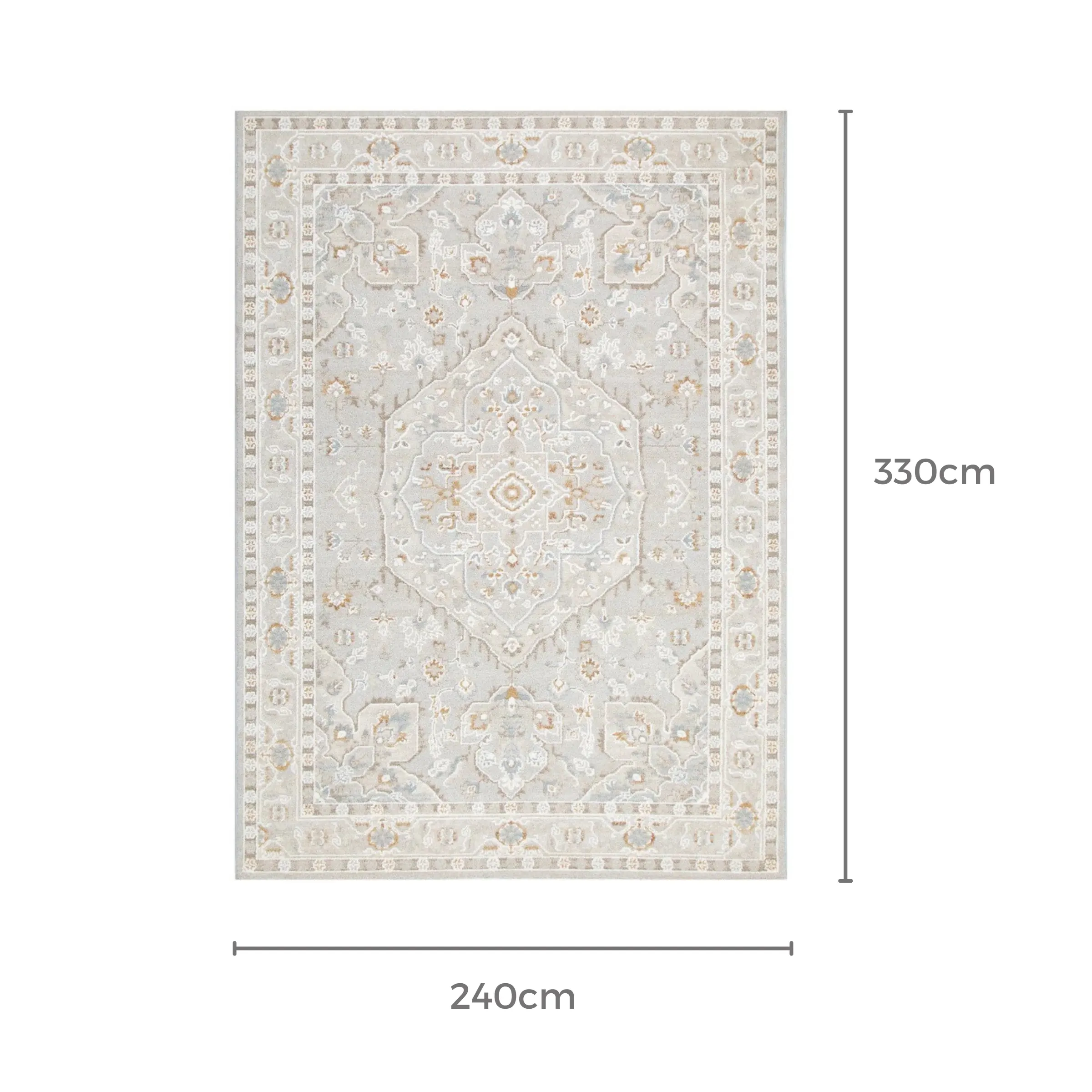 DreamWeaver Trend Medallion Transitional Rug, Beige Multi, 240x330cm