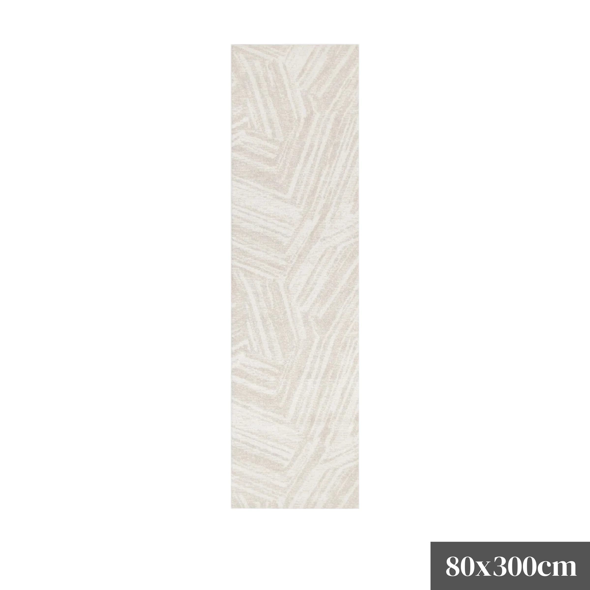 DreamWeaver Toscana Geo Lines Rug, Beige Cream, 80x300cm