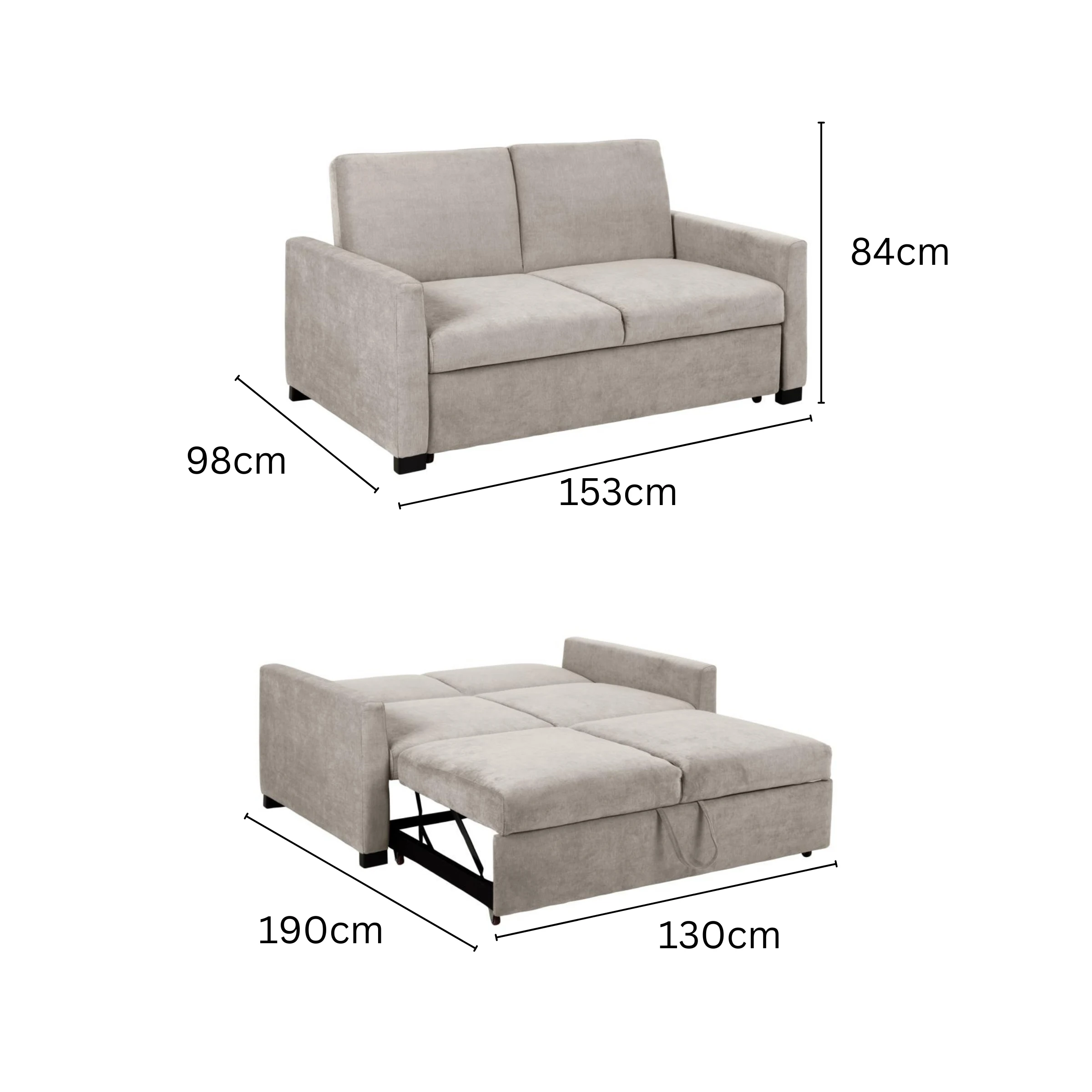 Hjem Design Maine Sofa Bed with Armrest