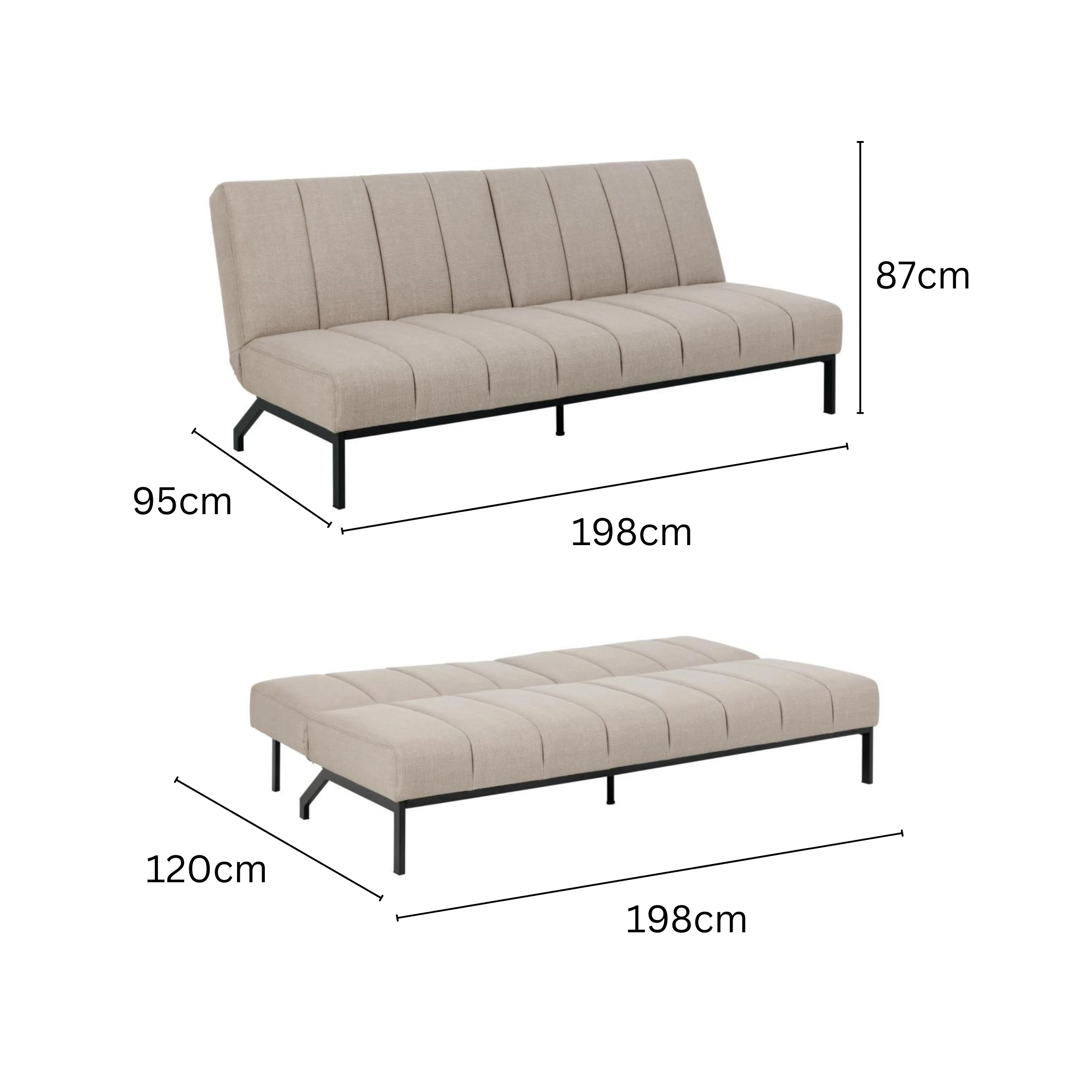 Hjem Design Caix Sofa Bed, Sand