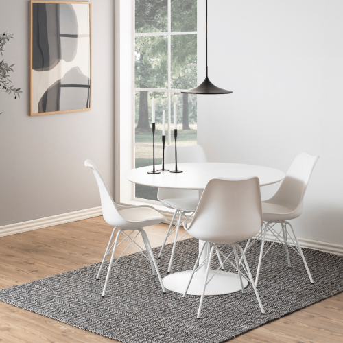 Hjem Design Nyx Dining Chair, White, Set of 2