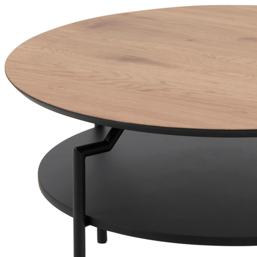 Hjem Design Gina Round Coffee Table, Natural & Black