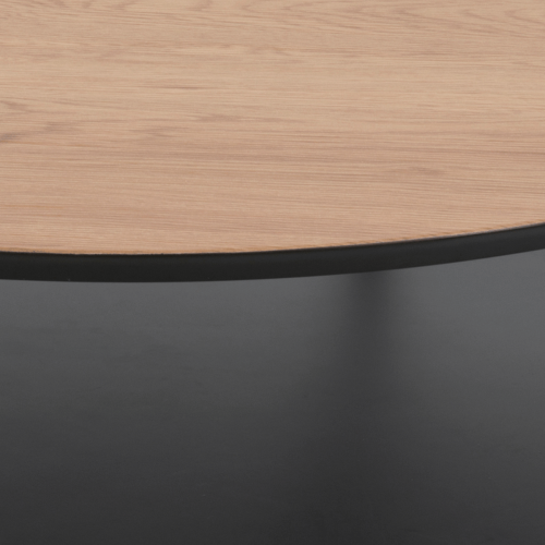 Hjem Design Gina Round Coffee Table, Natural & Black